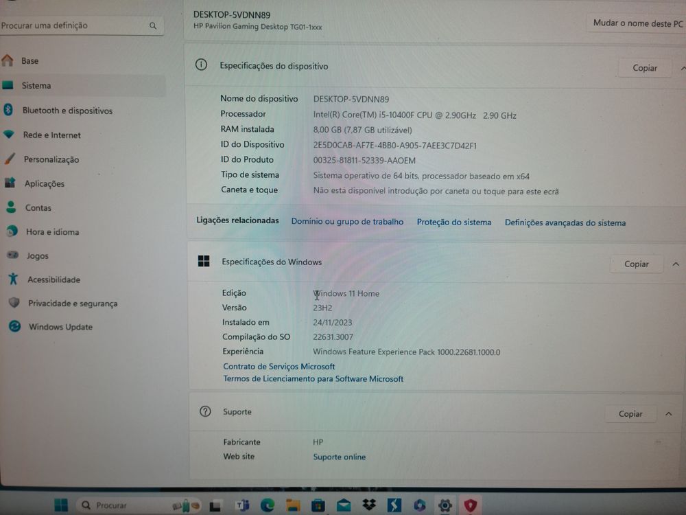 Desktop Gaming HP Pavilion + Monitor Gaming AOC e teclado RAZER GAMING