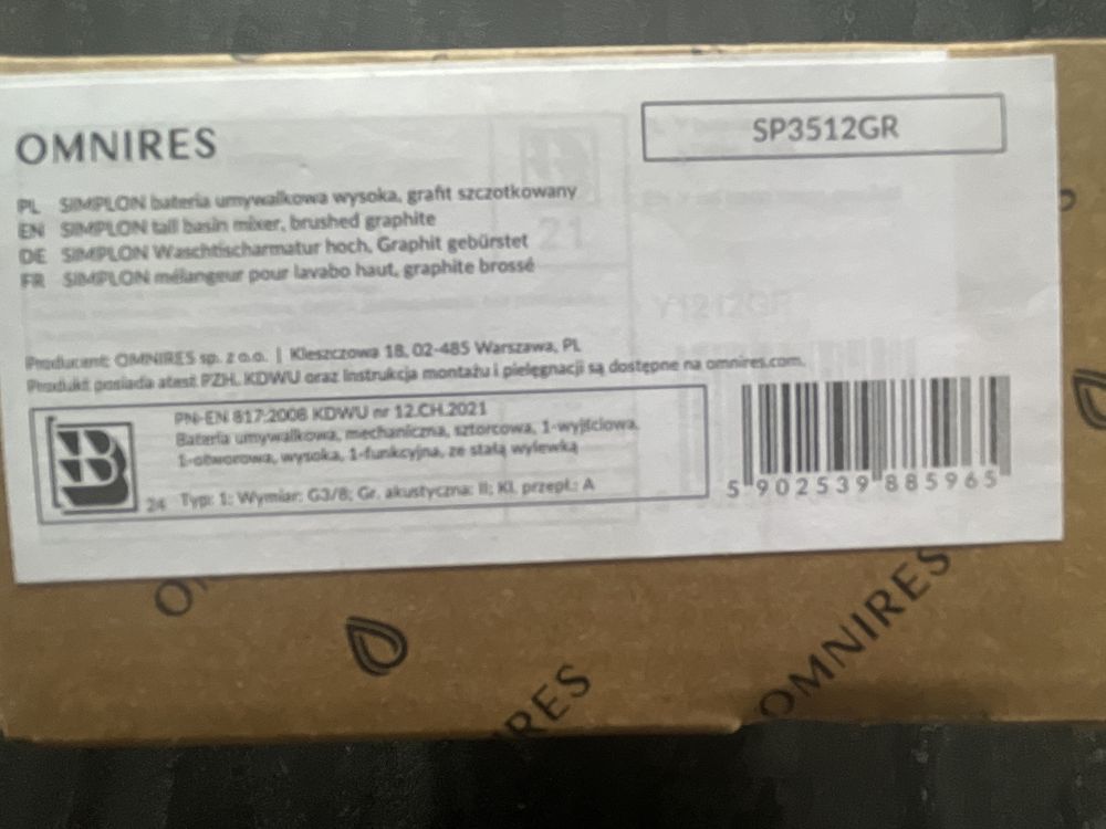 Omnires Y1212GR bateria umywalkowa wysoka kolor szczotkowany grafit