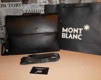 Męska torba torebka teczka aktówka Mont Blanc, skóra, Niemcy 131-55-1