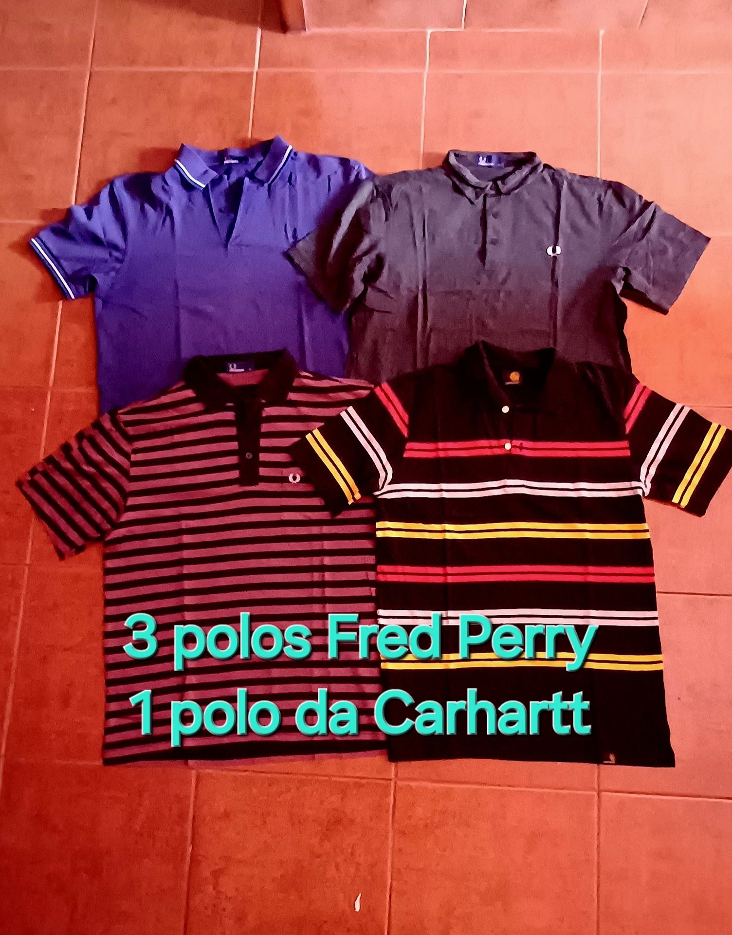 Lote 3 polos , 2 da Fred Perry um da Carhartt