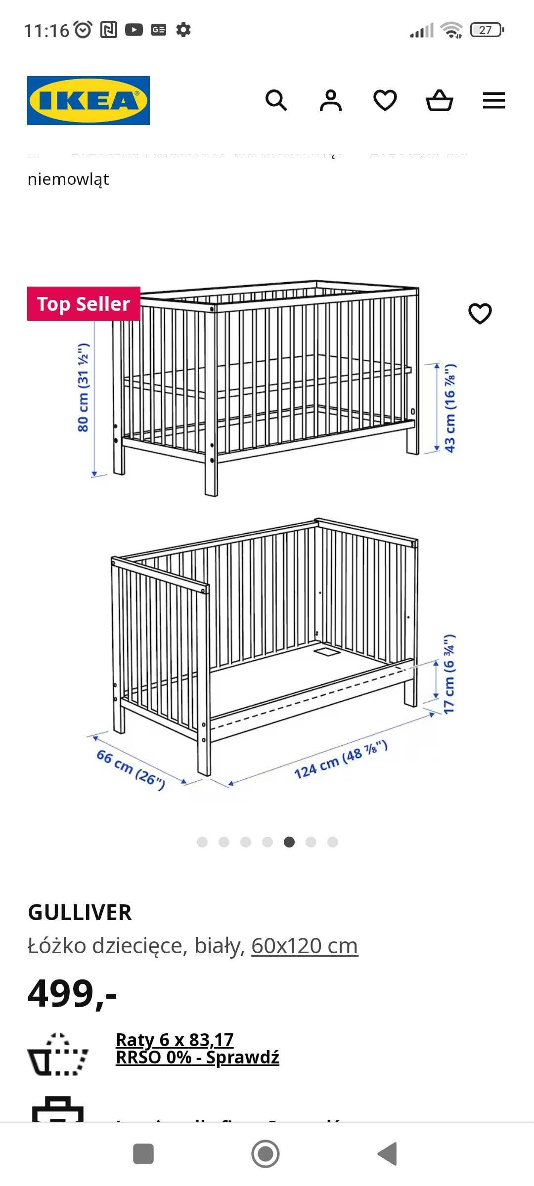 Łóżeczko Gulliver Ikea