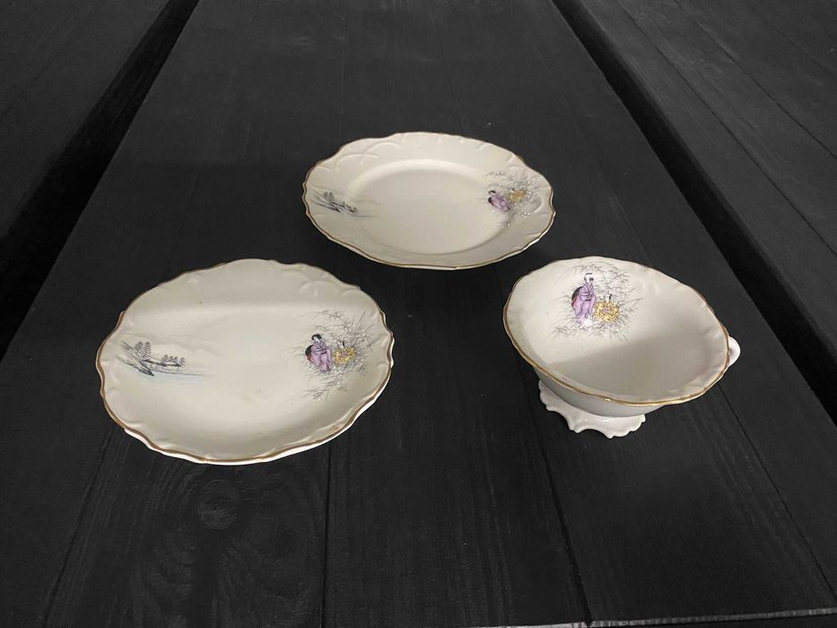 Conjunto de 3 peças Mouzinho Otaru Vista Alegre, antiquíssimo e raro