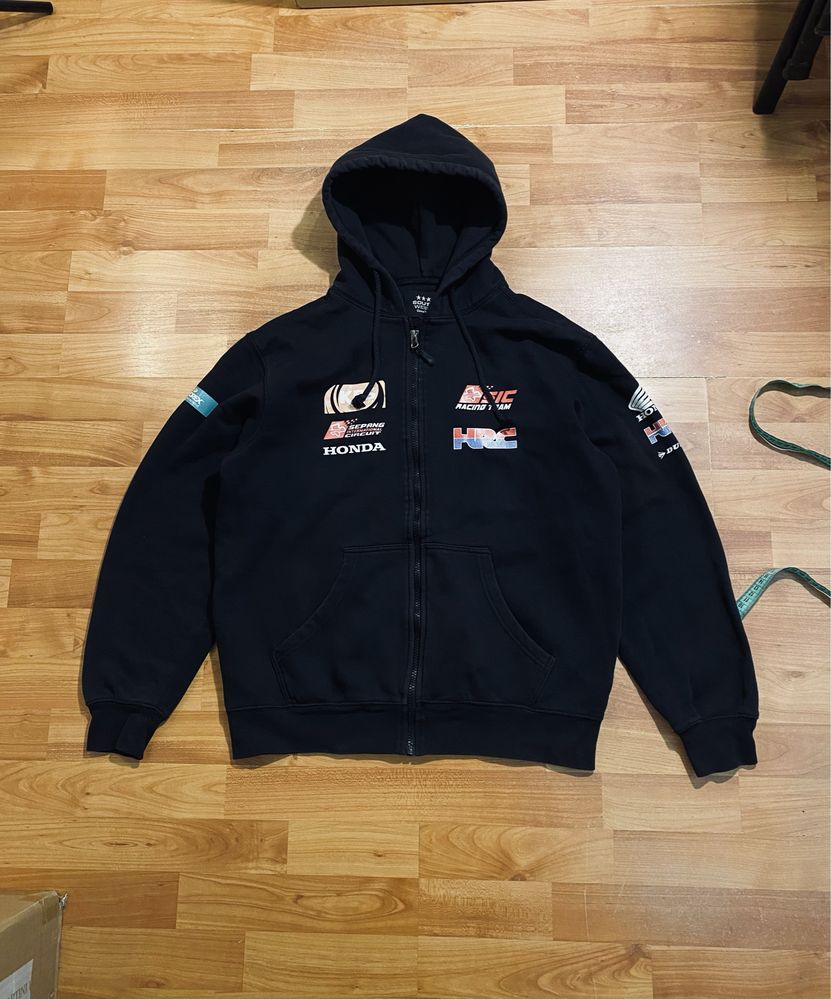 (S-M) Черное гоночное зип худи HONDA F1 кофта толстовка мото худі nike