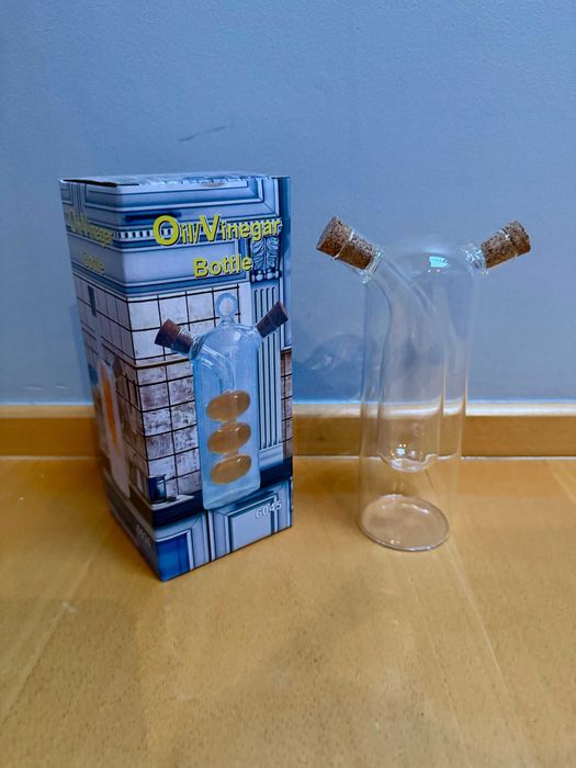 Szklany dozownik na olej i ocet, zintegrowana butelka, nowa