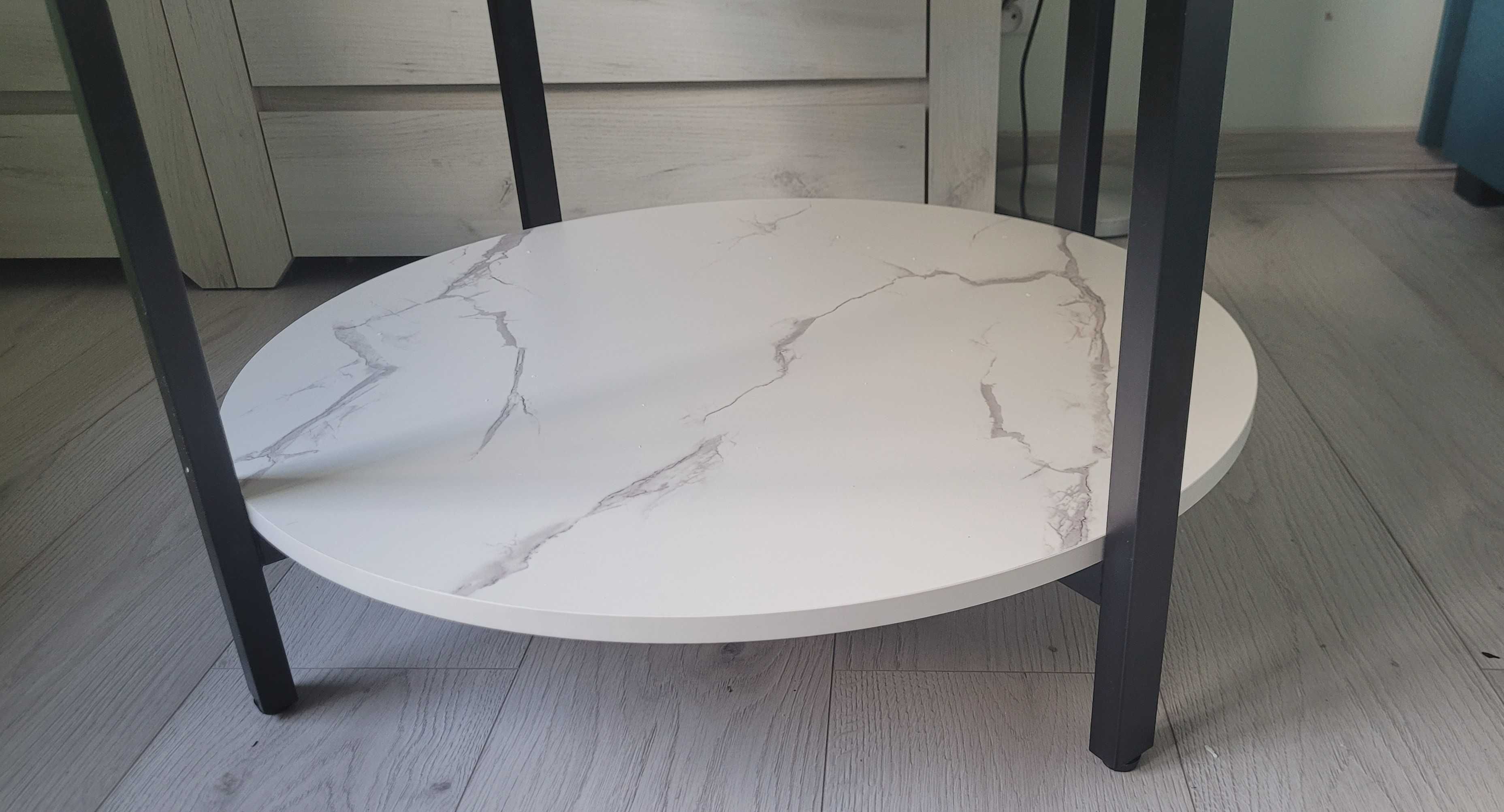 Stolik kawowy okrągły. 80 cm, metalowe nogi. Nowy