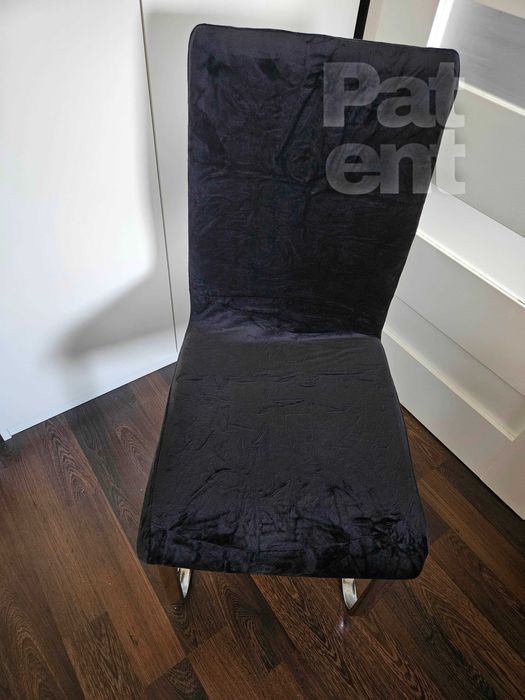 Pokrowce na krzesła miękkie welurowe czarne 6 sztuk welvet