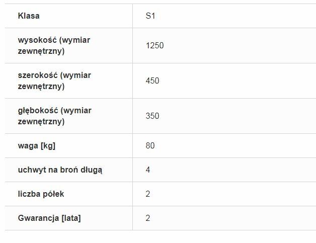 Niemiecka szafa na broń długą Siegen 50070/4 certyfikat S1 faktura vat