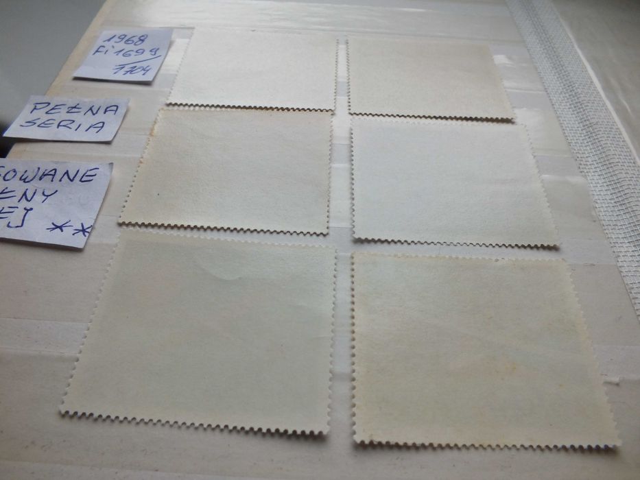 6szt. znaczki pełna seria Fi1699 Polska 1968r. LOTNICTWO Szybowce klej