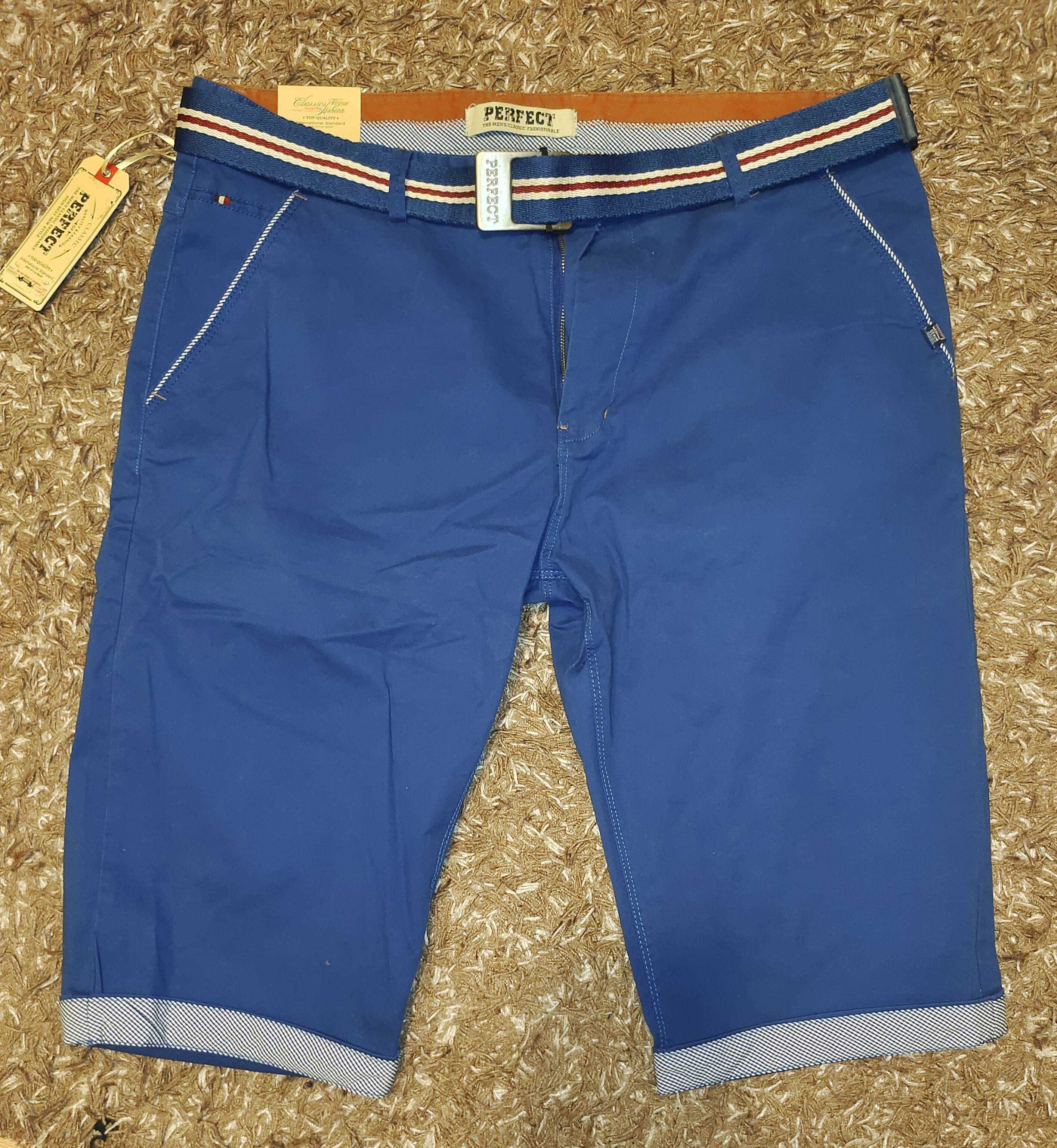 krótkie spodnie, spodenki z paskiem rozmiar XL z metki zawyżone