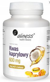 Aliness Kwas kaprylowy (60% C8) 600 mg 90kapsułek