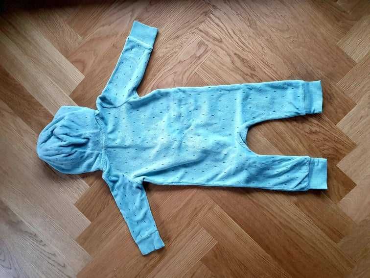 H&M/ Pajacyk welurowy (68/74) zapinany na suwak z kapturem