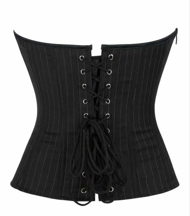 Чорний корсет у білу смужку