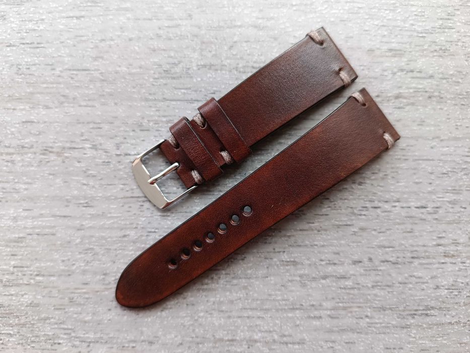 Brązowy skórzany pasek zegarka 22/18 mm S/M