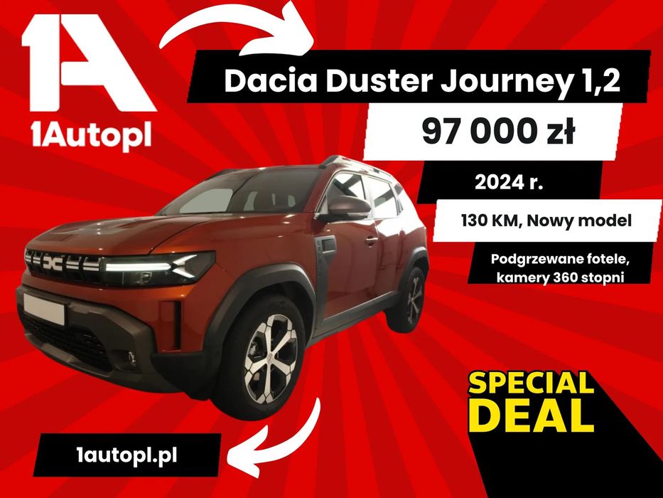 Dacia Duster Duster Journey+,   kamery360, Keyless, NAVI, 130KM, stan idealny FV23%