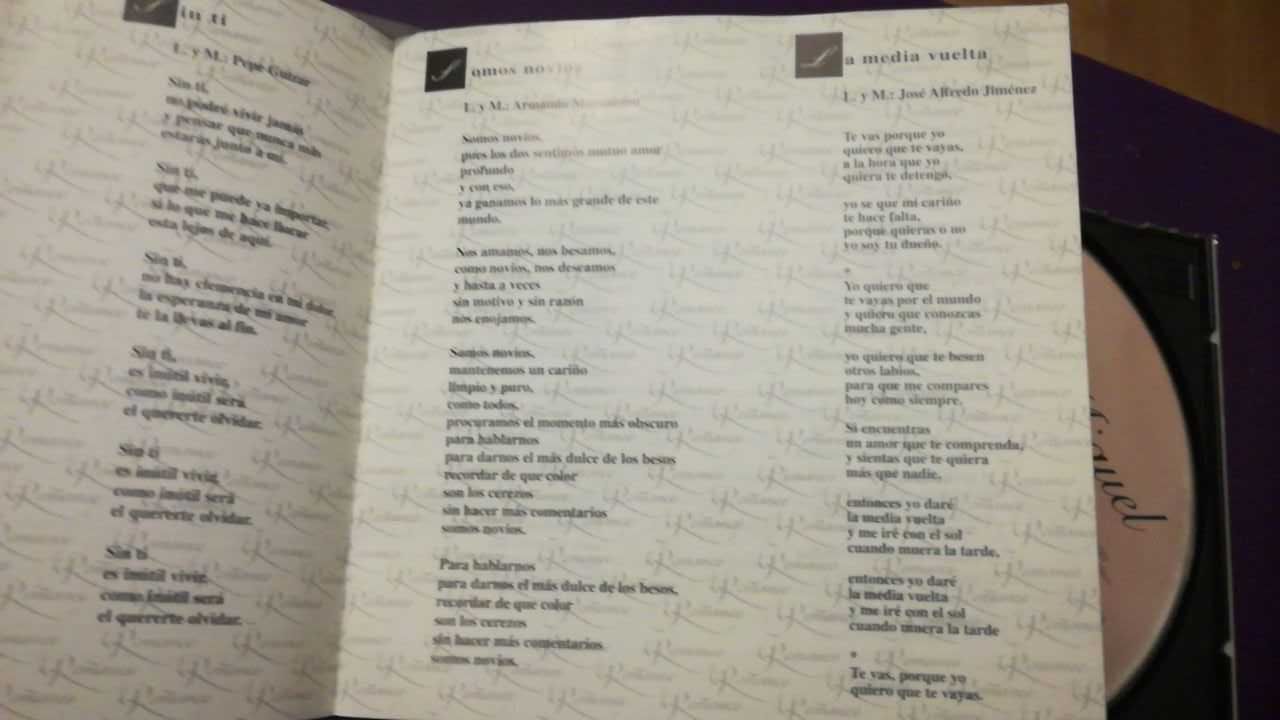 Cd Luís Miguel- Segundo Romance- Inclui as letras das músicas.