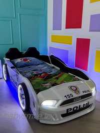 Ліжко машина Поліція з підсвічуванням і дверима, що відкриваються