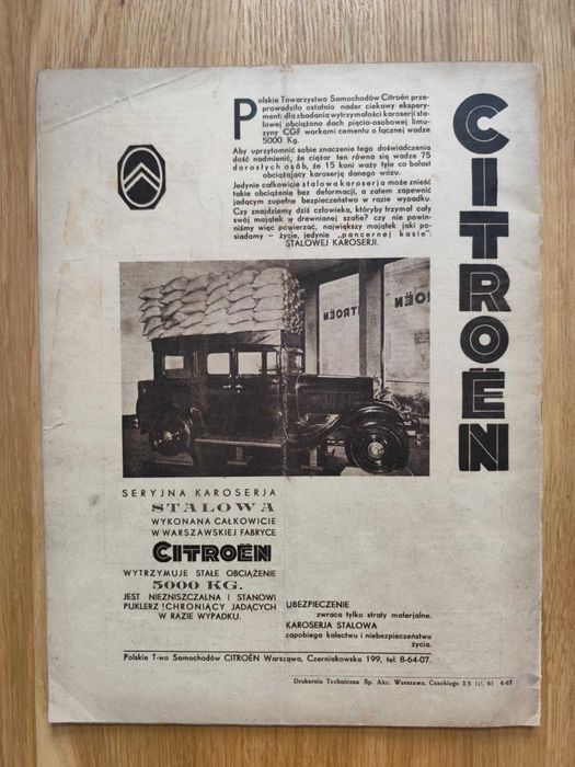 Czasopismo AUTO 1932 Mobiloil Citroen
