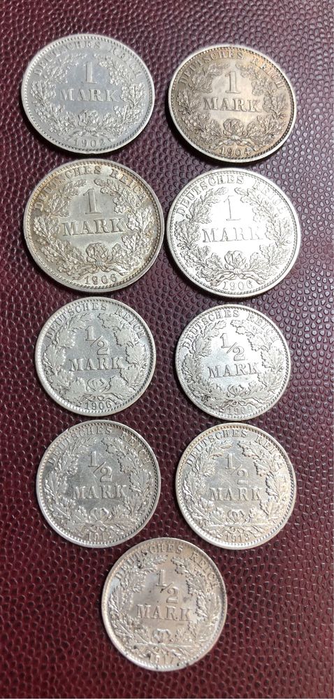 Монети Німеччини 1 та 1/2 марки (срібло)