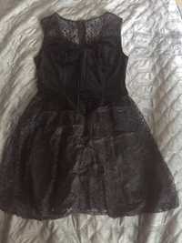 Sukienka czarna koronka i welur rozmiar 38