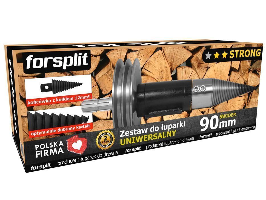 Łuparka / Świder do Drewna WOM z kołem pasowym 90mm, forsplit