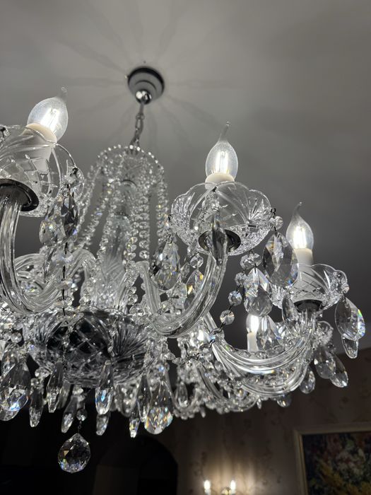 Хрустальна люстра на 12 лампочок, металік .