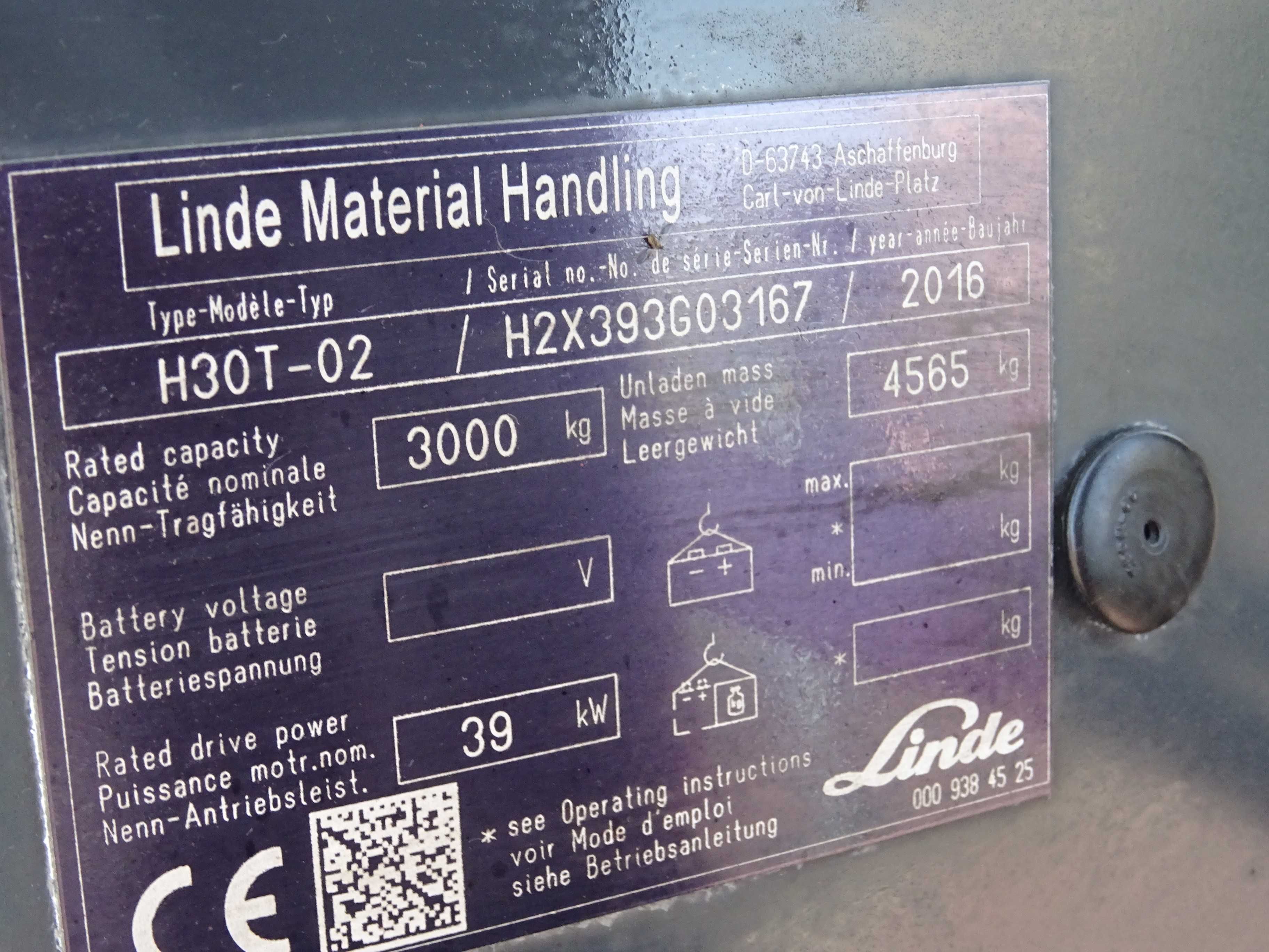 Wózek widłowy Linde H30T-02 LPG 2016r. Kabina