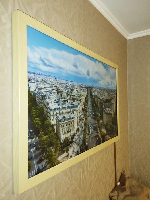 Картина, стекло с принтом фальш окна размер 1185*725 мм.