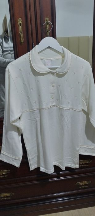 Casaquinho de dormir em algodão e cardadinho por dentro