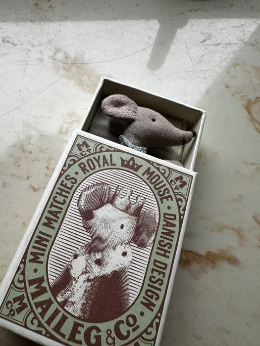 Maileg - Myszka Dzidziuś w pudełku - blue