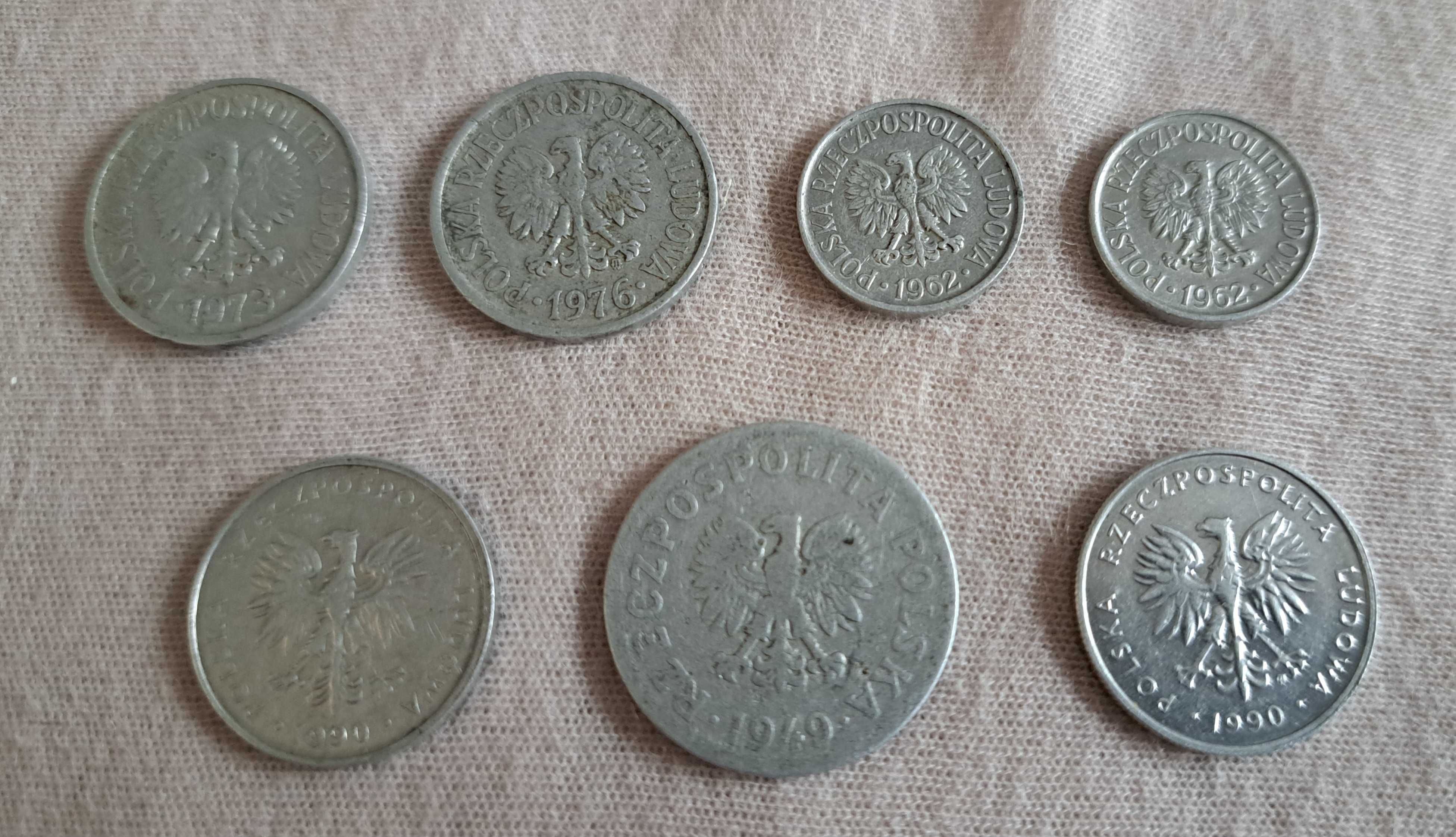 Monety stare różne srebrne 5 Marek 1935, 5  Franków 1960 i inne