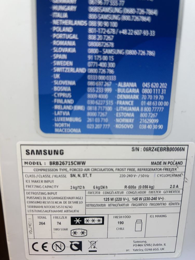 Lodówka Samsung do zabudowy no frost