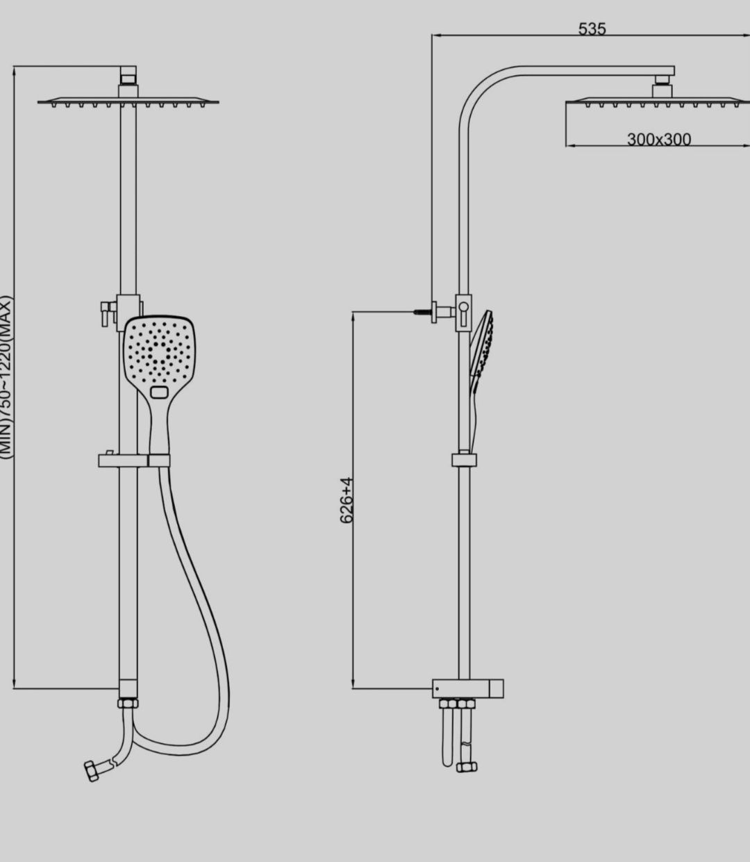 KOMIRO system prysznicowy bez armatury z prostokątną głowicą prysznico