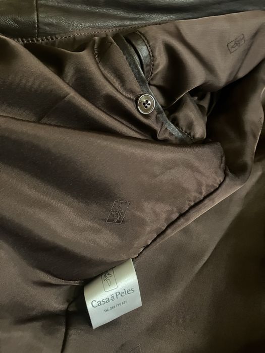 Blusao pele genuino castanho Casa das Peles