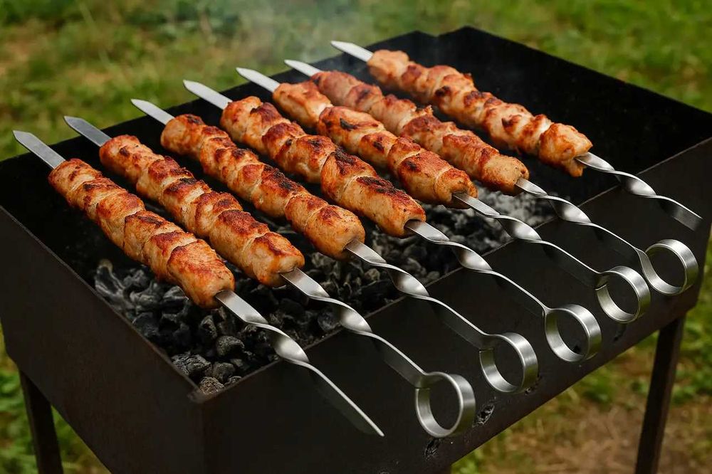 Шампур для шашлыка и гриля 47 см из нержавеющей стали 6 штук