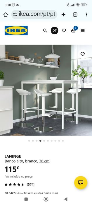 Banco alto cinza Janinge ikea