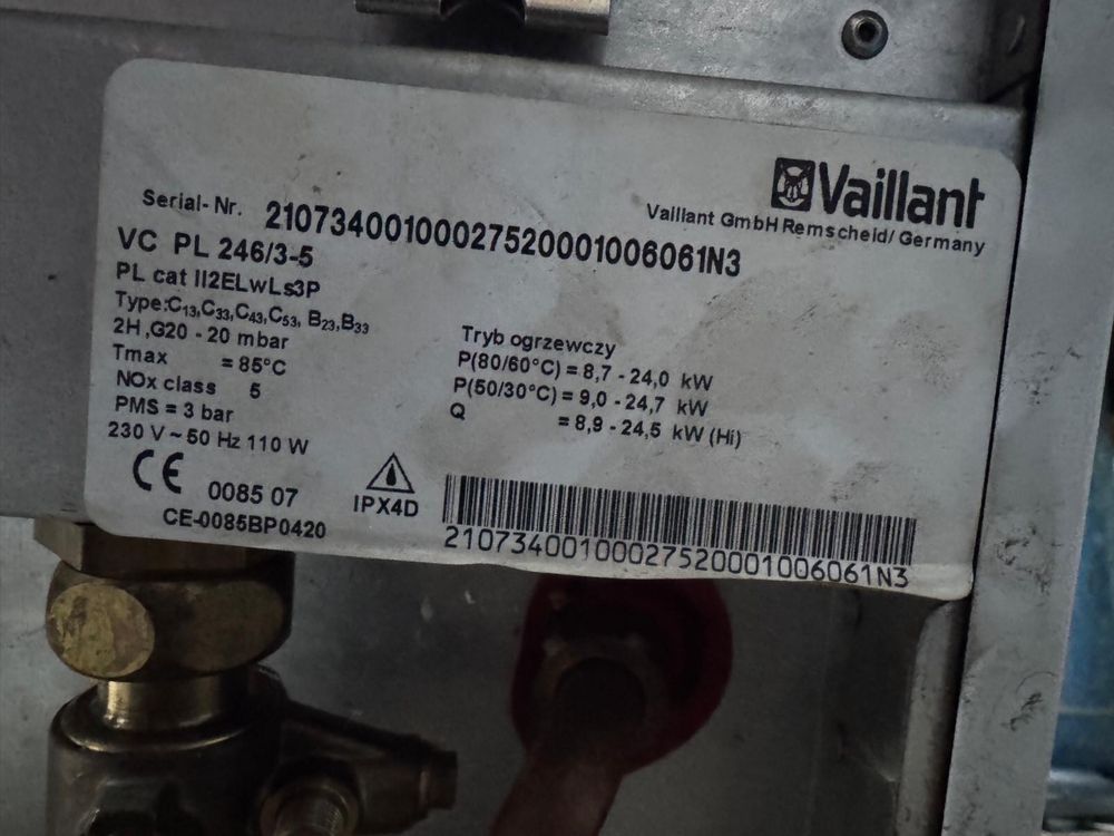 Piec gazowy Vaillant ecoTEC plus VC PL 246/3-5 + zasobnik c.w.u. 120l
