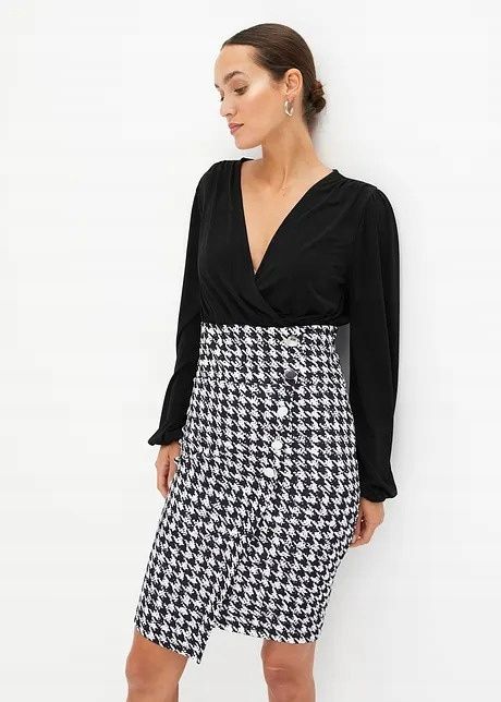 B.P.C sukienka w pepitkę modna asymetryczna r.40/42