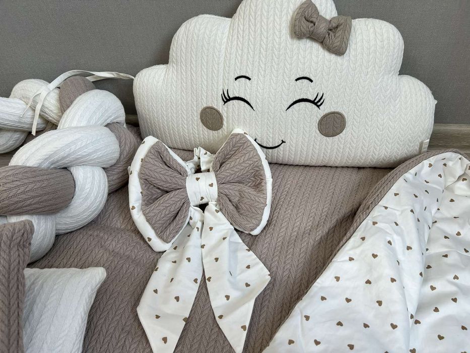 Бортики комплект постіль в ліжечко конверт набір коса