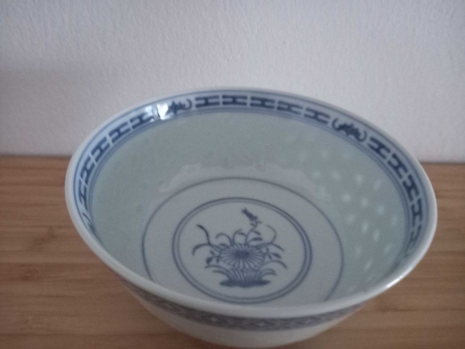 Taça chinesa azul e branca