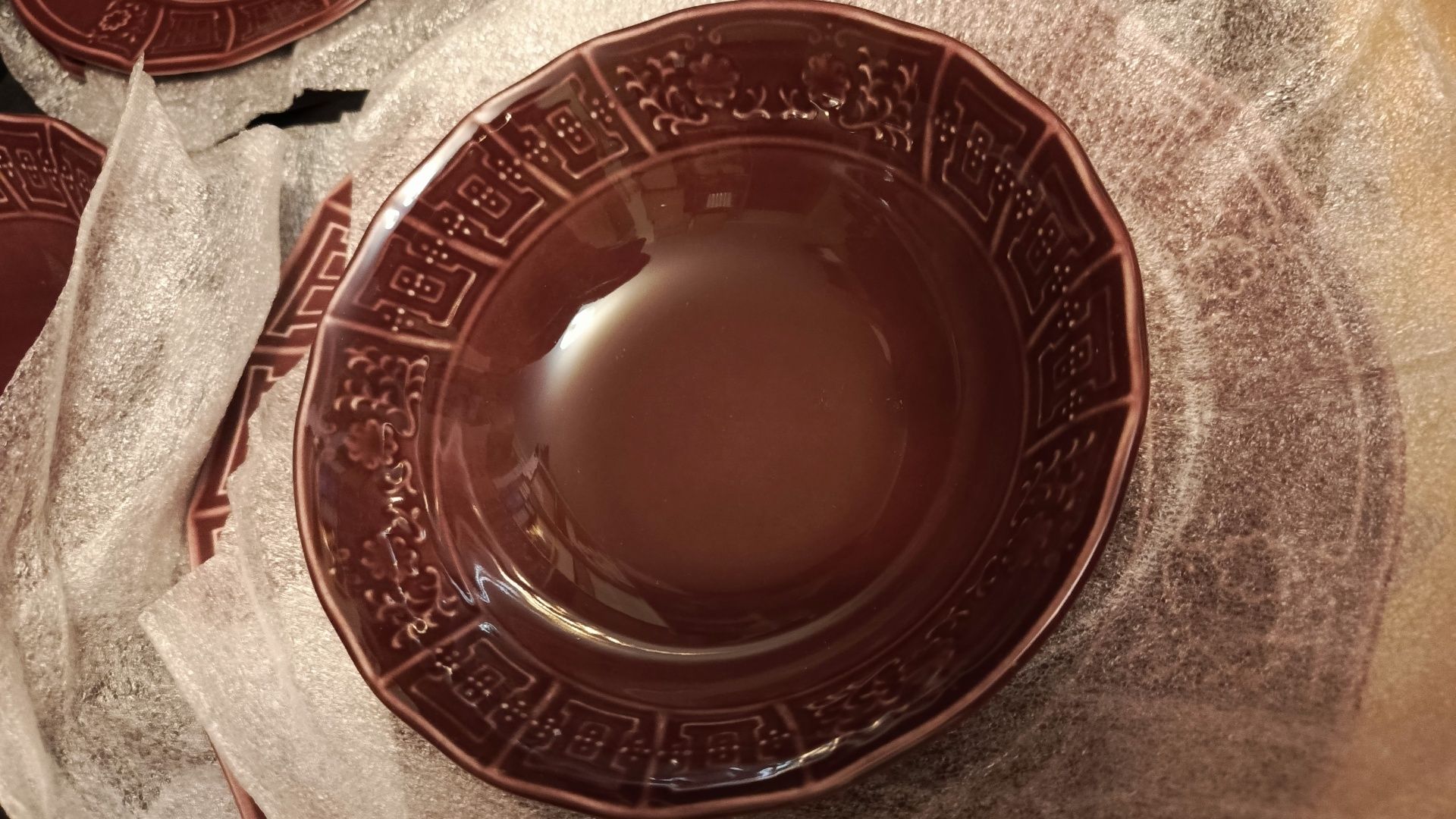 Zestaw obiadowy English Home Lacita Porcelain 12-częściowy Śliwkowy
