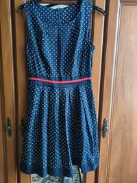 Granatowa sukienka w groszki, rozmiar S