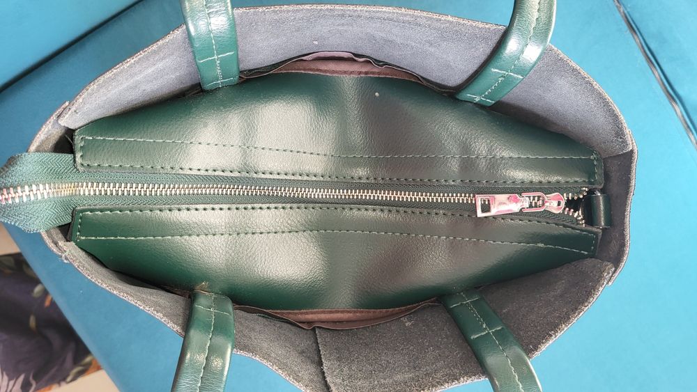 Жіноча шкіряна сумка Alex Rai велика зелена тоут