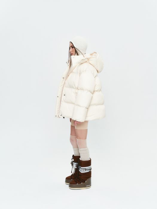 Пуффер пуховик оверсайз oversize blow fashion молочний s/m