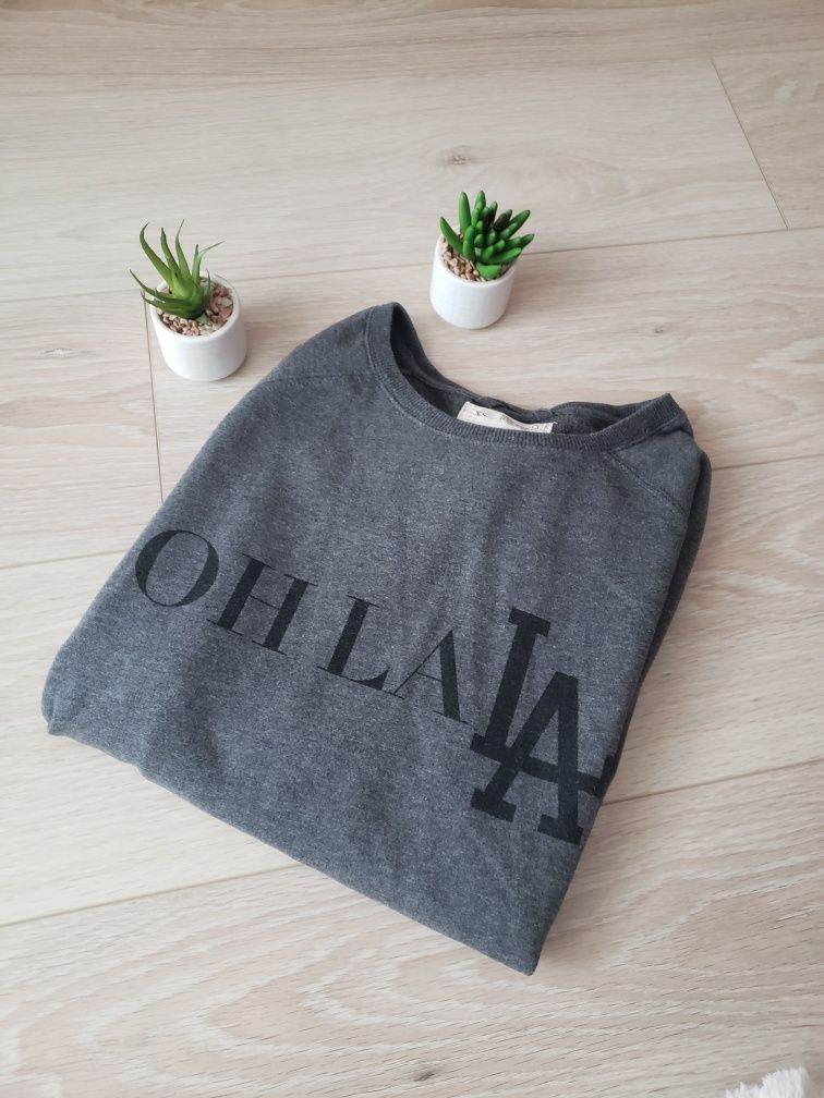 Bluza bez kaptura szary sweter bawełniany