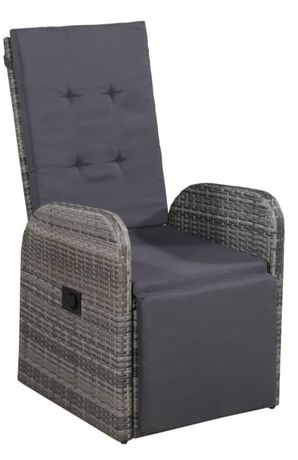 Rozkładane fotele ogrodowe z poduszką, rattan PE, szary, 2 sztuki, NO