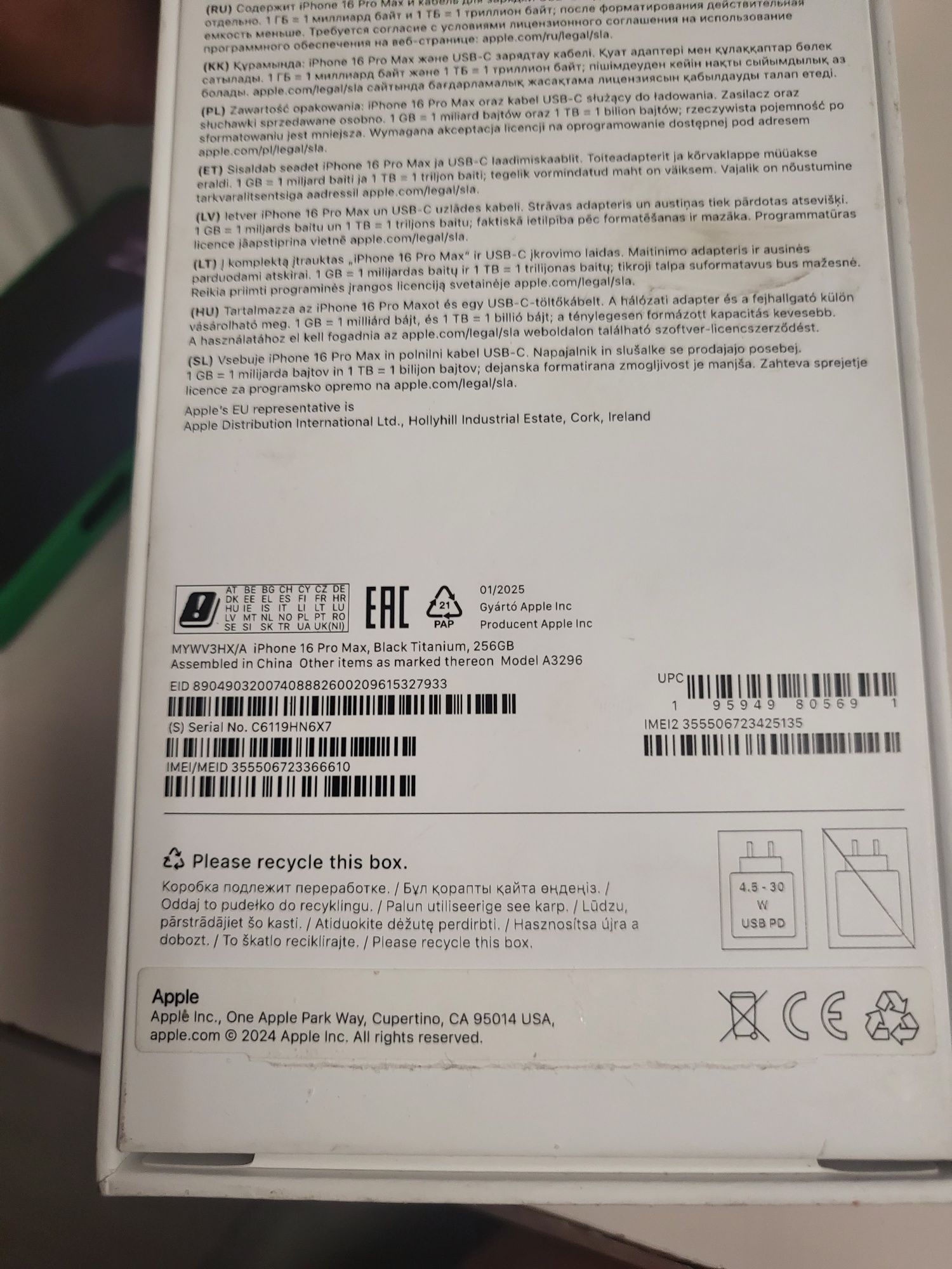 Iphone 16 pro max 256gb