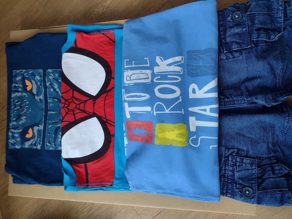 Spodenki + 3 koszulki na lato dla chłopca rozm 98