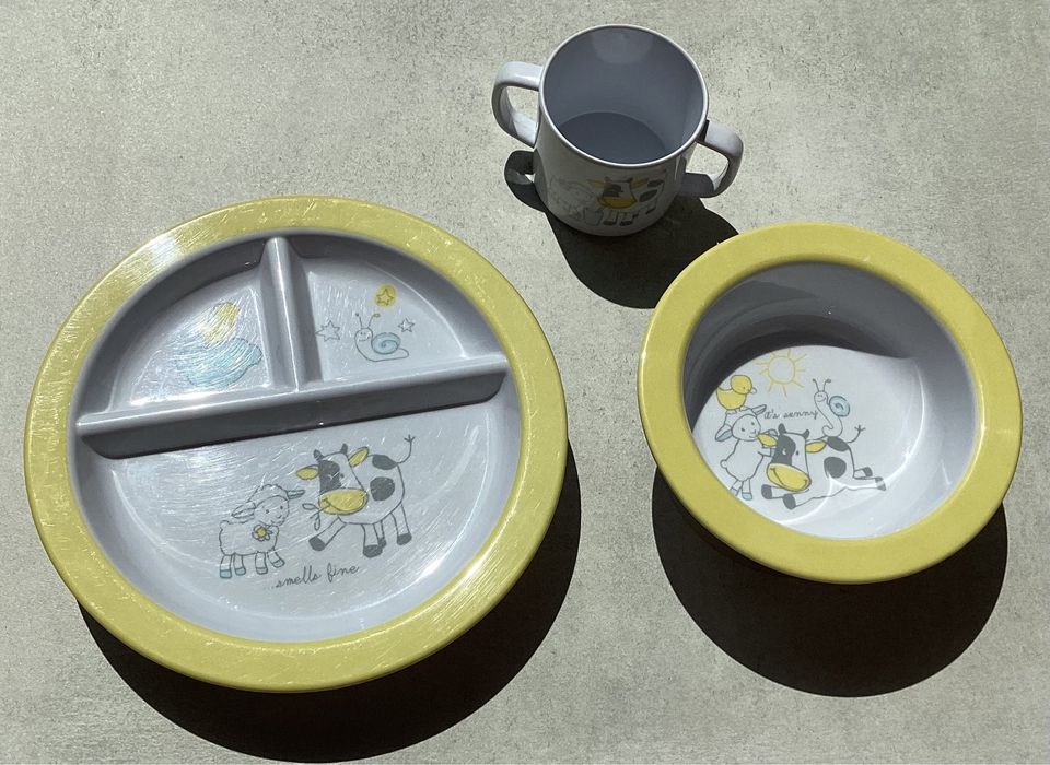 Komplet talerz/miska/kubek dla dziecka firmy Tchibo