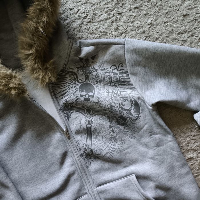 зип худи с мехом y2k