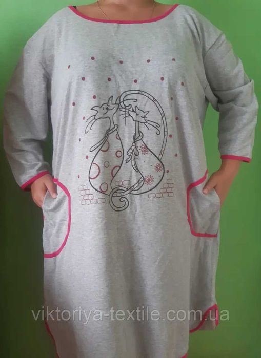 Туніка тепла великого розміру. Нічна рубашка. Натуральна. Україна,
